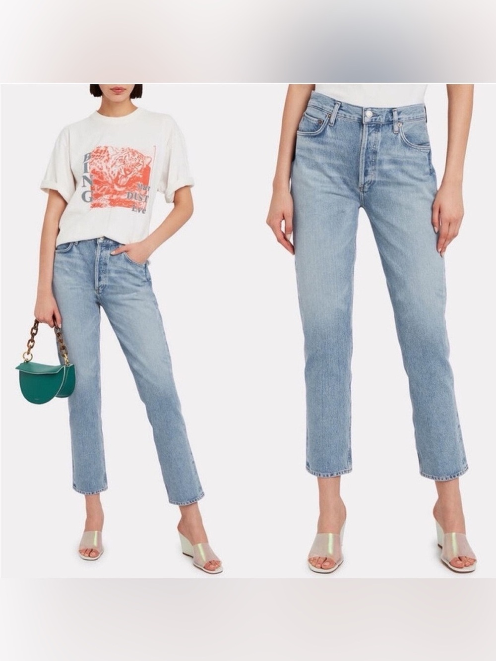 Agolde Light Blue High-Rise Cropped Straight Jeans